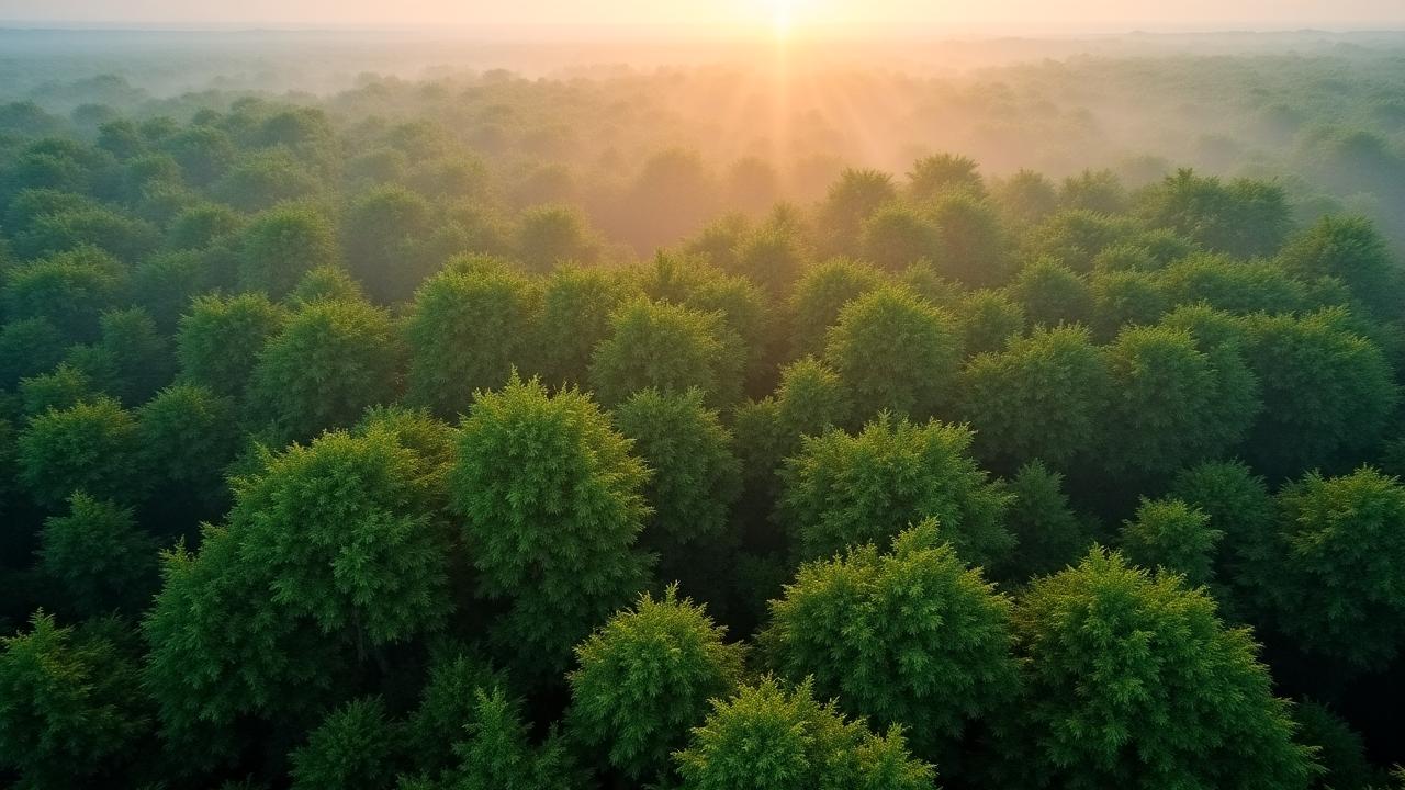 Vue aérienne d'une forêt gérée durablement représentant la structure et la protection des données